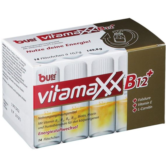 VITAMAXX B12+ étrend-kiegészítő vitaminokkal és L-karnitinnel 14 ampulla